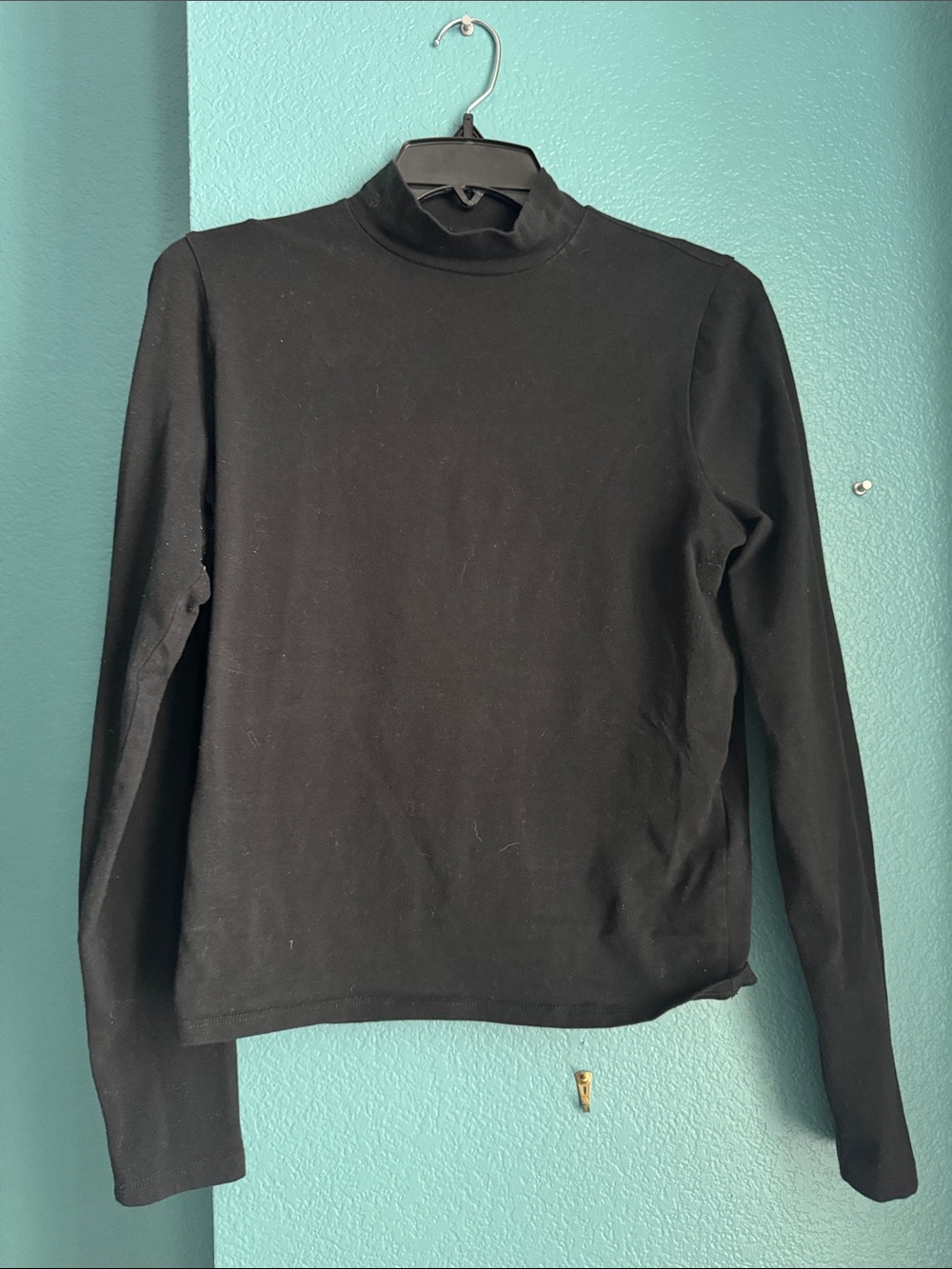 Hollister Black Mock Neck Long-Sleeve Top - Solid Black